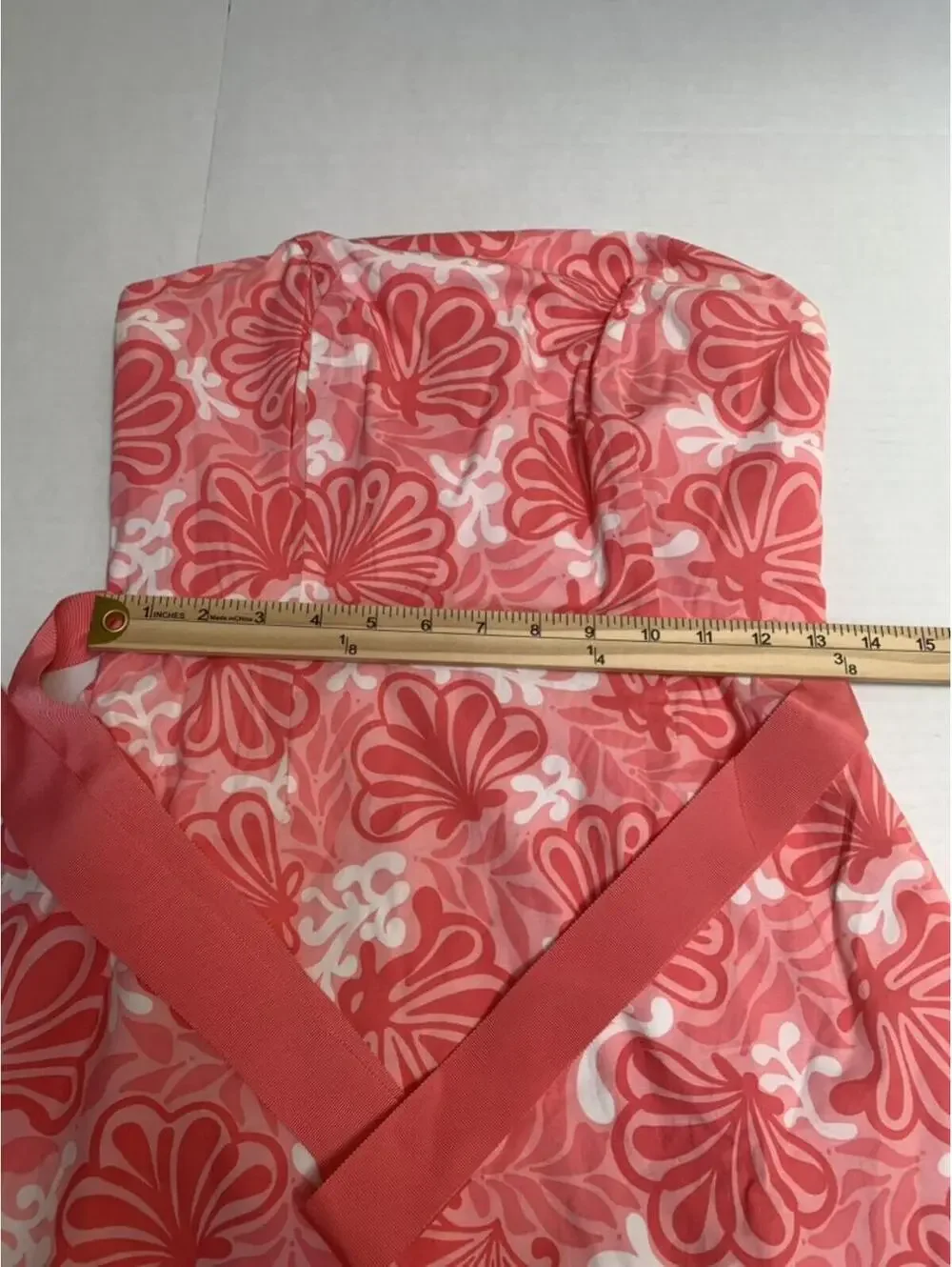 Lilly Pulitzer Sienna Size 4 Strapless Bandeau Coral Pink and White Dress - Picture 4 of 8